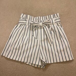 Zara (trf collection) Black and White Stripe Shorts with Belt
